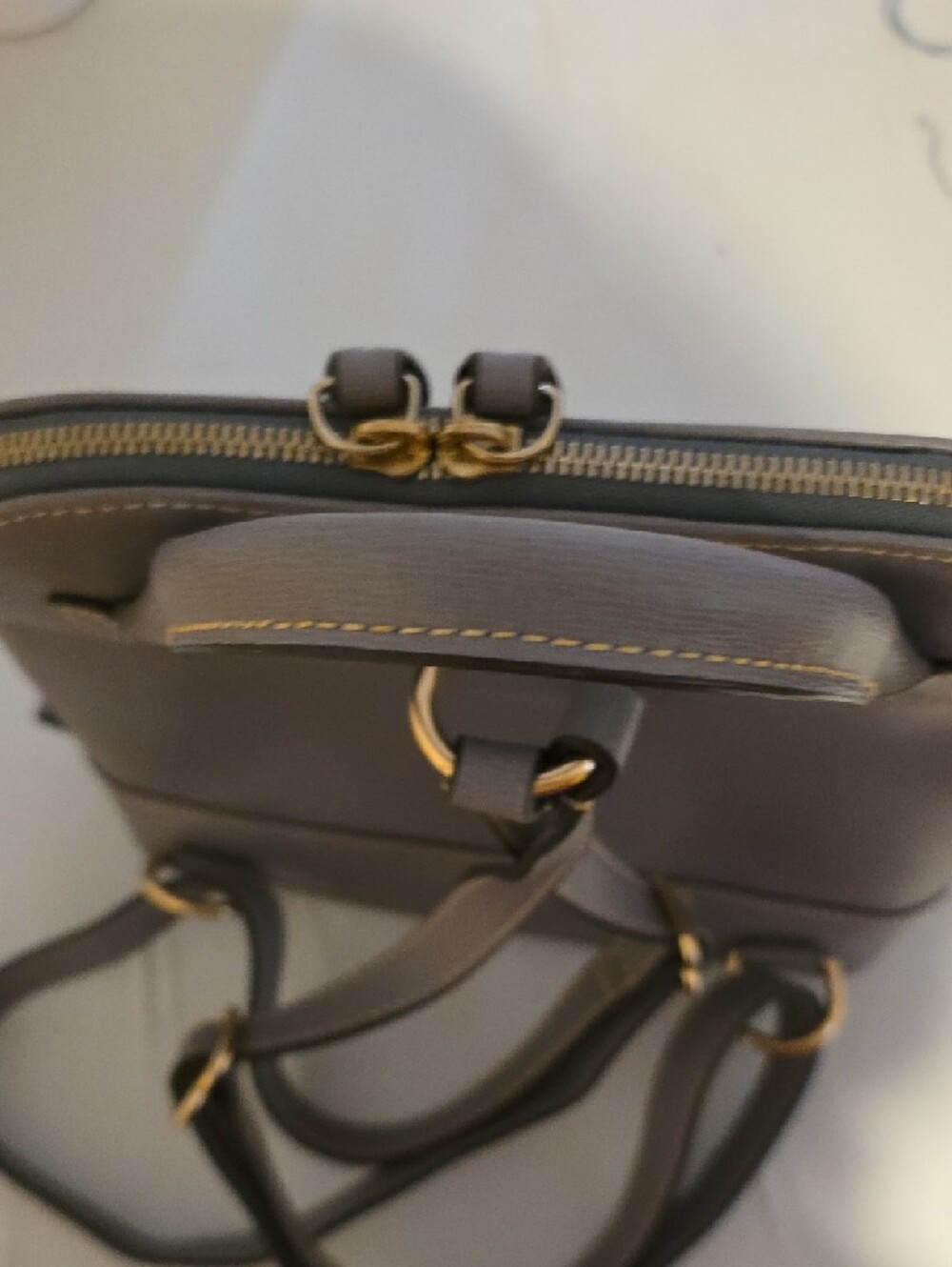 Dooney & Bourke Gray Canvas Backpack with Gold Hardware - Picture 4 of 8